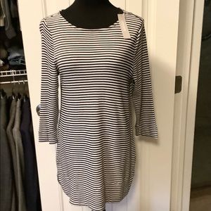 NWT, Chico’s Ultimate Tee Black & White Stripe Basic Knit Tunic Top, Size 1